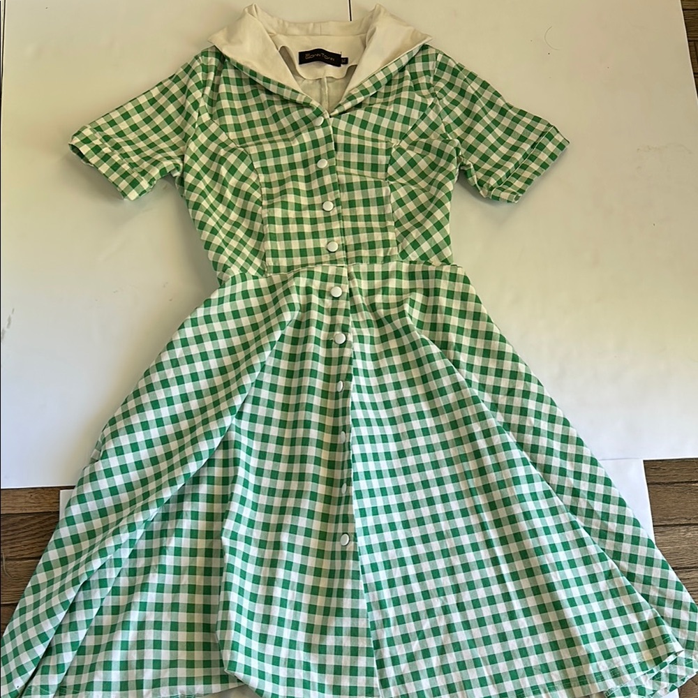 Green Checkered Women's Dress